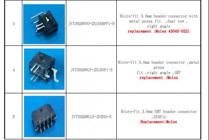 Right Angle Dual Row SMT Header Connector With Solder Pitch 3.0mm Microfit SMT 43045